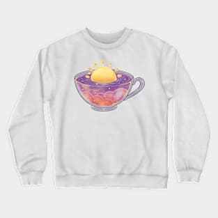 Black background peaceful  sunrise cup of tea Crewneck Sweatshirt